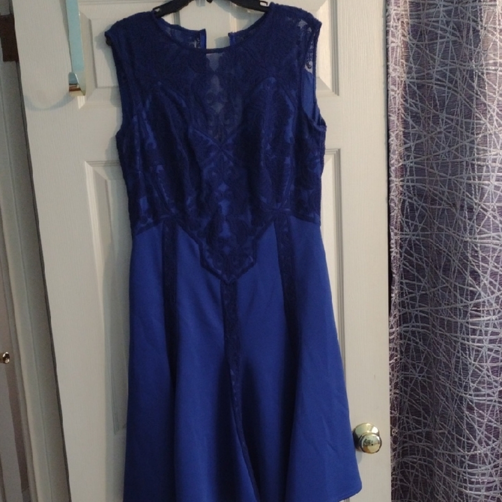 Tadashi Shoji Royal Blue Lace Midi Dress